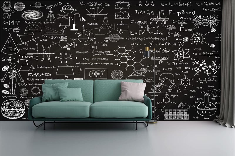FLFK Peel and Stick Wall Murals Chalkboard 78.7"x59"-Self-Adhesive Wallpaper Poster Large Sticker Math Science Formulas for Bedroom Living Room Wall Decor - Image 3
